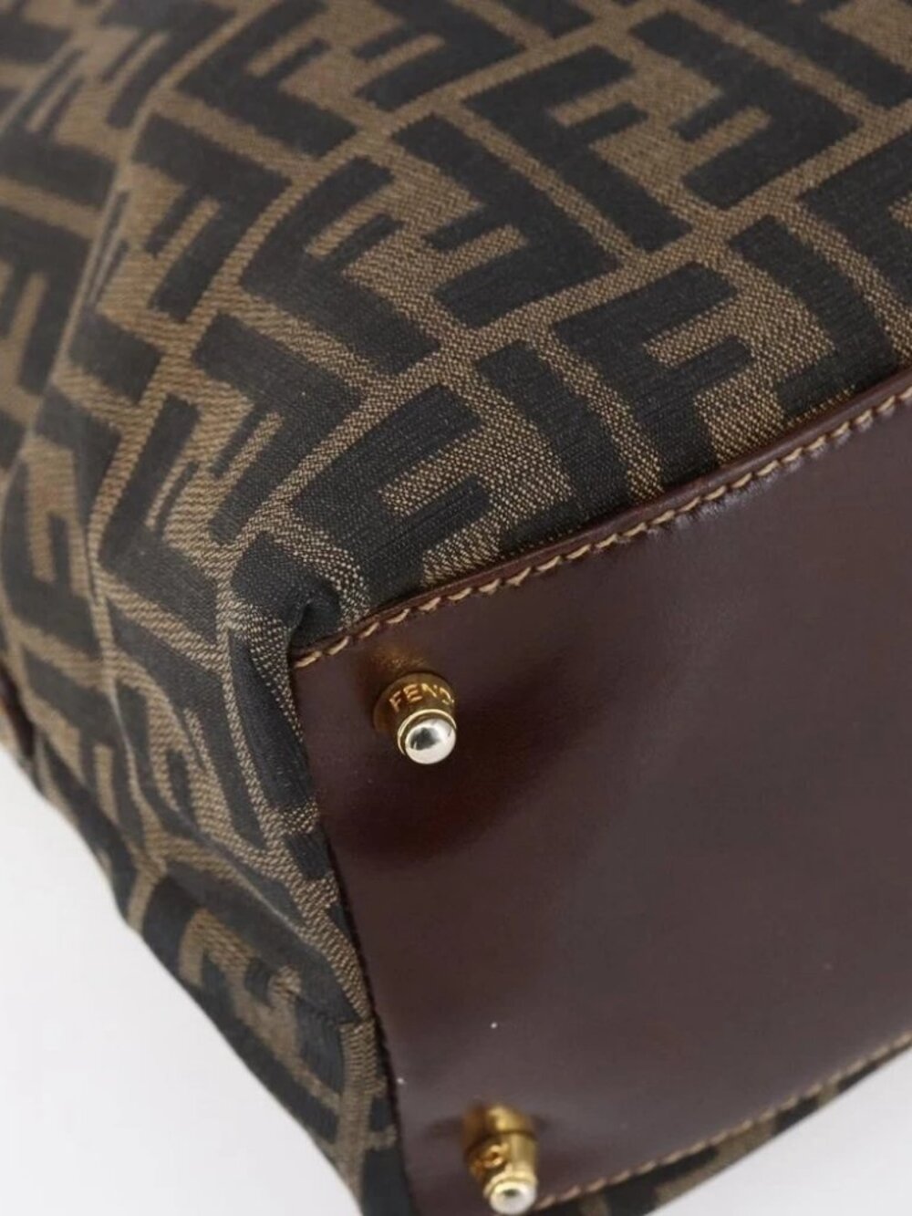 FENDI Zucca Canvas Mamma Baguette Hand Bag Black Brown Silver - Picture 11 of 16